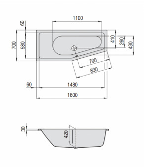 Ванна Hoesch Combi 160х70 5590.010