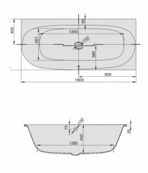 Гидромассажная ванна Hoesch iSensi Reviva II 180х80 3849E.010 + 6967.310 + 69706 + 69719