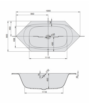 Гидромассажная ванна Hoesch iSensi Reviva II 190х90 3845E.010 + 6967.305 + 69719