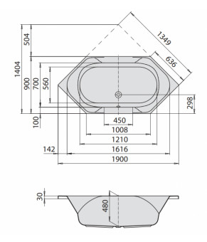 Гидромассажная ванна Hoesch Spectra Deluxe 190х90 36526.010 + 69719 + 69706