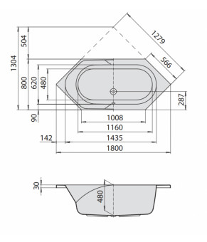 Гидромассажная ванна Hoesch Spectra Deluxe 180х80 36566.010 + 69719