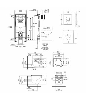 Набор инсталляция 4 в 1 Grohe Rapid SL 38721001 + унитаз с сиденьем Qtap Robin QT13332141ERW