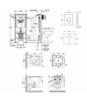 Набор инсталляция 4 в 1 Grohe Rapid SL 38722001 + унитаз с сиденьем Qtap Aries QT0333063ERW