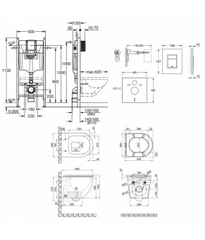 Набор инсталляция 4 в 1 Grohe Rapid SL 3884000G + унитаз с сиденьем Qtap Robin QT1333046ERMB