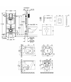 Набор инсталляция 4 в 1 Grohe Rapid SL 3884000G + унитаз с сиденьем Qtap Aries QT0333063ERW