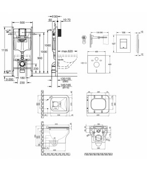 Набор инсталляция 4 в 1 Grohe Rapid SL 3884000G + унитаз с сиденьем Qtap Cardinal QT0433C660HW