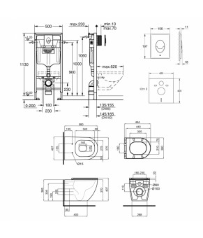 Набор инсталляция 4 в 1 Grohe Rapid SL 38721001 + унитаз с сиденьем Qtap Robin QT13332141ERMB