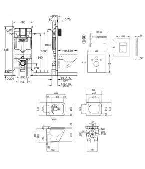 Набор инсталляция 4 в 1 Grohe Rapid SL 3884000G + унитаз с сиденьем Qtap Tern QT1733052ERW