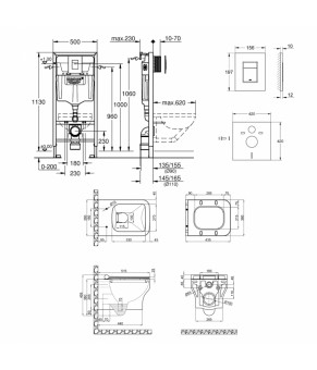 Набор инсталляция 4 в 1 Grohe Rapid SL 38772001 + унитаз с сиденьем Qtap Cardinal QT0433C660HW