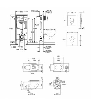 Набор инсталляция 4 в 1 Grohe Rapid SL 38721001 + унитаз с сиденьем Qtap Robin QT1333046ENRW