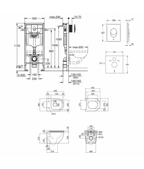 Набор инсталляция 4 в 1 Grohe Rapid SL 38722001 + унитаз с сиденьем Qtap Robin QT1333046ENRMB