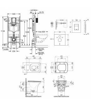 Набор инсталляция 4 в 1 Grohe Rapid SL 3884000G + унитаз с сиденьем Qtap Presto QT24332615EW