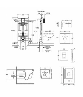 Набор инсталляция 4 в 1 Grohe Rapid SL 3884000G + унитаз с сиденьем Qtap Crow QT05335170W