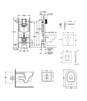 Набор инсталляция 4 в 1 Grohe Rapid SL 3884000G + унитаз с сиденьем Qtap Jay QT07335176W