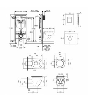 Набор инсталляция 4 в 1 Grohe Rapid SL 38772001 + унитаз с сиденьем Qtap Tern QT13332141ERMB