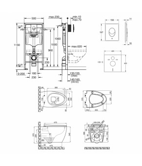 Набір інсталяція 4 в 1 Grohe Rapid SL 38721001 + унітаз із сидінням Qtap Leo QT11331002ERW