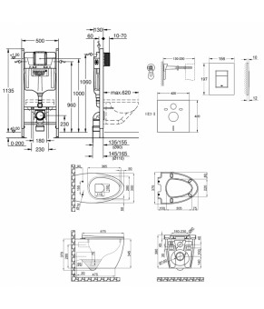 Набор инсталляция 4 в 1 Grohe Rapid SL 3884000G + унитаз с сиденьем Qtap Leo QT11331002ERW