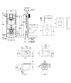 Набор инсталляция 4 в 1 Grohe Rapid SL 3884000G + унитаз с сиденьем Qtap Robin QT1333046ENRW