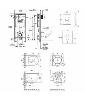 Набор инсталляция 4 в 1 Grohe Rapid SL 38722001 + унитаз с сиденьем Qtap Robin QT1333046ERMB