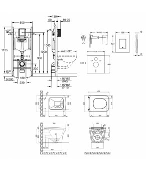 Набор инсталляция 4 в 1 Grohe Rapid SL 3884000G + унитаз с сиденьем Qtap Gemini QT25332614EW