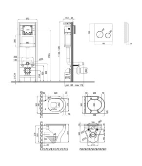 Набор Qtap инсталляция 4 в 1 с панелью смыва Nest (QT0233M370 + QT0211P01V1176W) + унитаз с сиденьем Aries QT0333063ERW