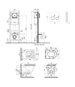Набор Qtap инсталляция 4 в 1 с панелью смыва Nest (QT0233M370 + QT0211P01V1176W) + унитаз с сиденьем Scorpio QT1433053ERW