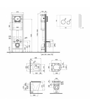 Набор Qtap инсталляция 4 в 1 с панелью смыва Nest (QT0233M370 + QT0211P01V1176W) + унитаз с сиденьем Virgo QT1833051ERW