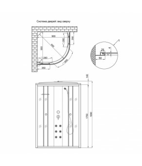 Гидромассажный бокс Lidz Tani SBM90x90.SAT.HIGH.GR, стекло тонированное 4 мм без поддона