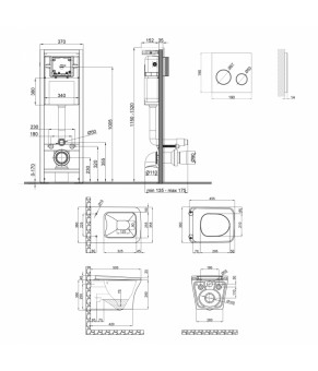 Набор Qtap инсталляция 4 в 1 с панелью смыва Nest (QT0233M370 + QT0211P01V1176W) + унитаз с сиденьем Gemini QT25332614EW