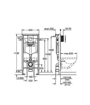 Інсталяція Grohe Rapid SL 38772001 + овальна кнопка Skate air 38505SH0