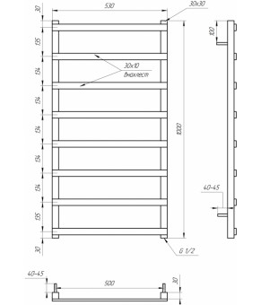 Электрический полотенцесушитель Genesis-Aqua Basis Light 100x53 см черный