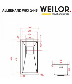 Мойка кухонная нержавеющая сталь WEILOR ALLERHAND WRX 2445