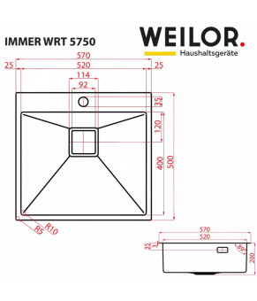 Мойка кухонная нержавеющая сталь WEILOR IMMER WRT 5750