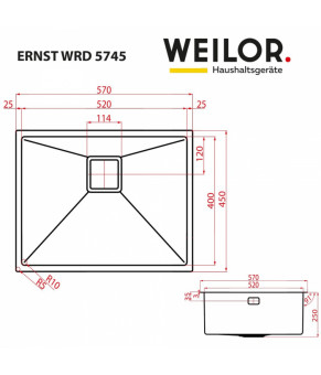 Мойка кухонная нержавеющая сталь WEILOR ERNST WRD 5745