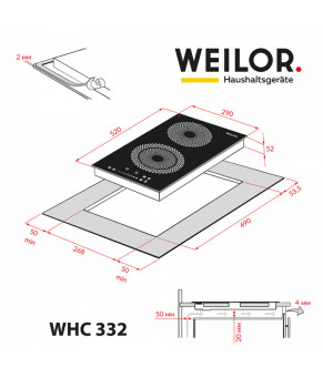 Поверхность стеклокерамическая Domino WEILOR WHC 332 BLACK