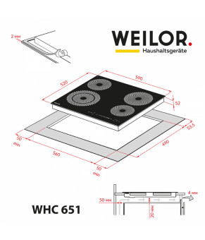 Поверхность стеклокерамическая WEILOR WHC 651 BLACK