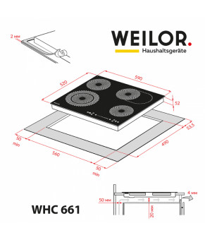 Поверхность стеклокерамическая WEILOR WHC 661 BLACK