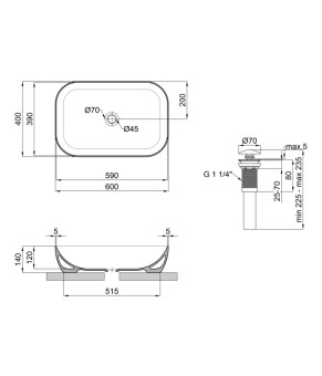 Раковина-чаша Qtap Robin 610x400x145 White с донным клапаном QT13112143PW