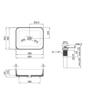Раковина-чаша Qtap Tern 500x390x140 Matt black с донным клапаном QT172195MBMB