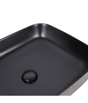 Раковина-чаша Qtap Tern 500x390x140 Matt black с донным клапаном QT172195MBMB