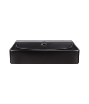 Раковина Qtap Nando LT 600х420х120 Matt black с донным клапаном QT12112173MBMB