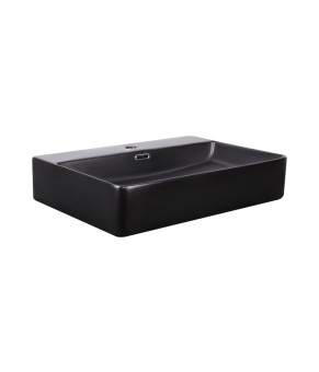 Раковина Qtap Nando LT 600х420х120 Matt black с донным клапаном QT12112173MBMB