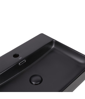 Раковина Qtap Nando LT 600х420х120 Matt black с донным клапаном QT12112173MBMB