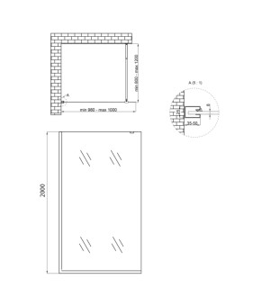 Душевая перегородка Qtap Walk-In Standard CRM201.C8 100x200 см, стекло Clear 8 мм, покрытие CalcLess (SD00045304)