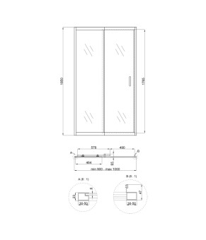 Душевые двери в нишу Qtap Taurus CRM209-1.C6 90-100x200 см, Clear 6 мм, CalcLess (CRM209-1.C6)
