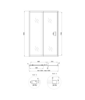 Душевые двери в нишу Qtap Taurus CRM2012-13.C6 120-130x200 см, Clear 6 мм, CalcLess (SD00045297)