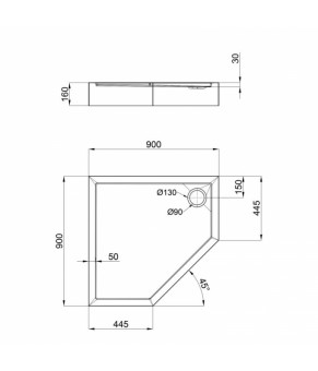 Душевой поддон Lidz Diament ST90x90x16