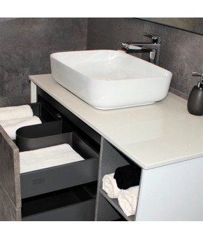 Тумба с раковиной REXON Ombra RX99ES/100 Glossy White/Concrete Grey, 19910E