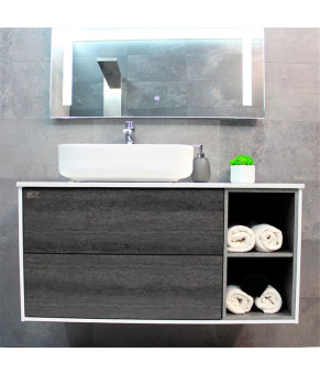 Тумба с раковиной REXON Ombra RX99ES/100 Glossy White/Concrete Grey, 19910E