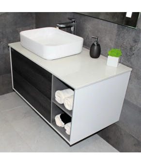 Тумба с раковиной REXON Ombra RX99ES/100 Glossy White/Concrete Grey, 19910E